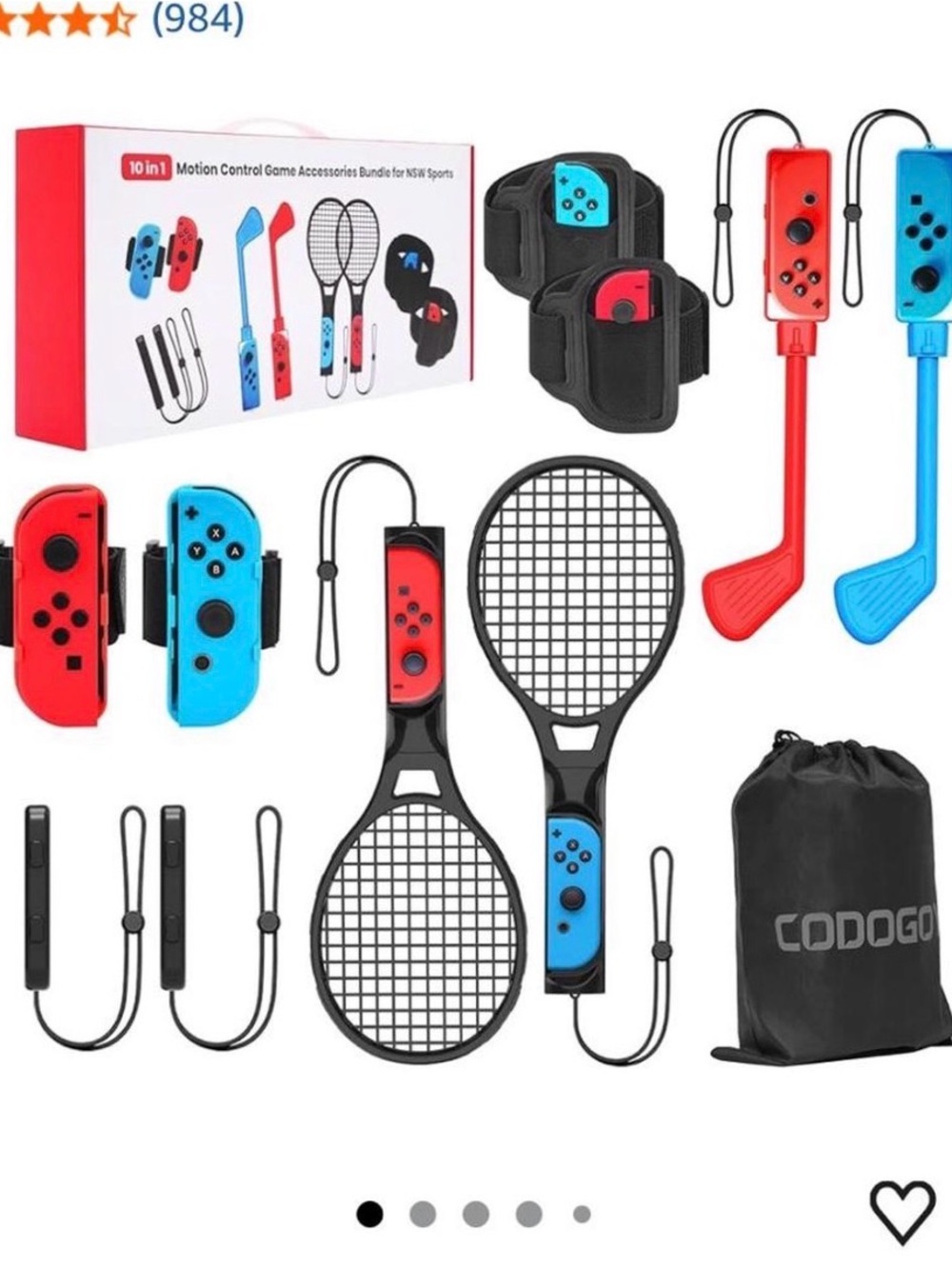 10-in-1 Red & Blue Motion Controller Sports Accessory Kit for Nintendo Switch